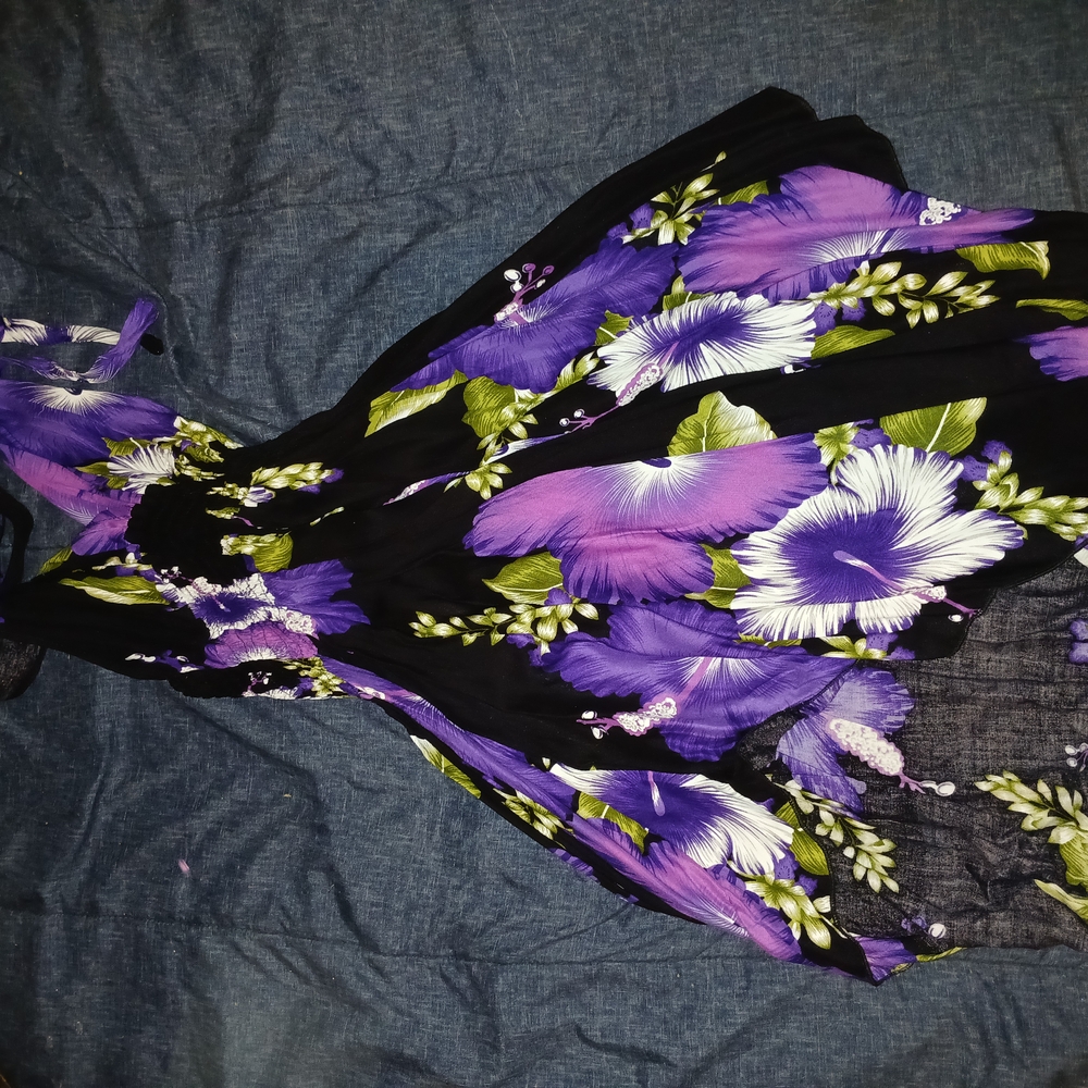 Advance Apparels Black and Purple Floral Dress